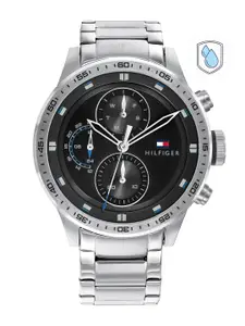 Tommy Hilfiger Men Black Dial & Silver Toned Analogue Multi Function Watch-TH1791805W
