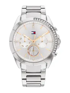 Tommy Hilfiger Women Silver-Toned Dial & Silver Toned Stainless Steel Bracelet Style Straps Analogue Multi Watch