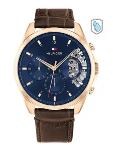 Tommy Hilfiger Men Blue & Brown Multi Function Analogue Watch TH1710453W