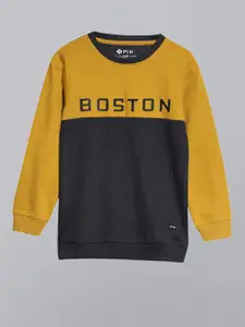 3PIN Boys Yellow & Black Colourblocked Cotton Sweatshirt