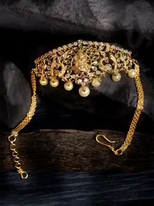 Saraf RS Jewellery Women Gold-Toned & White Brass American Diamond Handcrafted Gold-Plated Armlet Bracelet