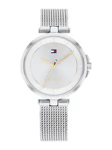 Tommy Hilfiger Women Silver-Toned Dial & Silver Toned Stainless Steel Bracelet Style Straps Analogue Watch