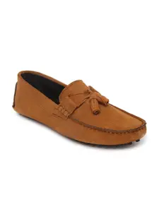 MONKS & KNIGHTS Men Tan Brown Suede Driving Shoes