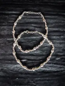 Digital Dress Room Silver-Toned Oxidised Anklets Jewellery