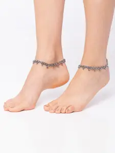 Digital Dress Room Silver-Plated Oxidised German Silver Payal Anklets