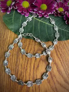 Digital Dress Room Woman German Silver Payal Owl Design Oxidised Anklets