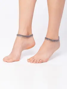Digital Dress Room Silver-Plated Oxidised German Ghungroo Anklet