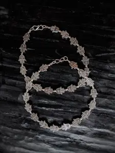 Digital Dress Room Set of 2 Silver Toned German Silver Oxidised Anklets