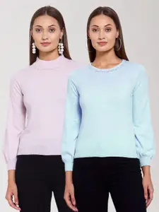 KLOTTHE Women Pack Of 2 Solid Pullover Wool Sweater