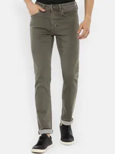 Louis Philippe Jeans Men Olive Green Solid Slim Fit Jeans