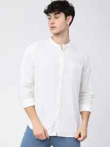 KETCH Men White Slim Fit Cotton Casual Shirt