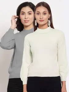 KLOTTHE Women Pack Of 2 Solid Pullover Wool Sweater