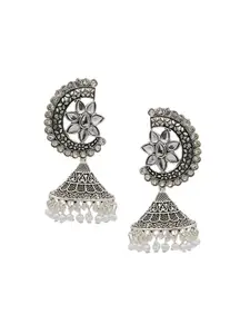 ASMITTA JEWELLERY Silver-Toned Contemporary Jhumkas Earrings
