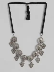 Anouk Silver-Toned Oxidised Necklace