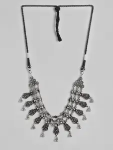 Anouk Silver-Toned Oxidised Necklace with Ghungroo Danglers