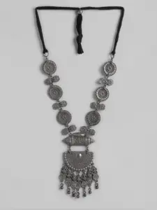 Anouk Silver-Toned Oxidised Statement Necklace