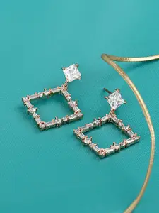 Zaveri Pearls Rose Gold Contemporary Drop Earrings
