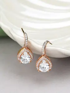 Zaveri Pearls Rose Gold Contemporary Drop Earrings