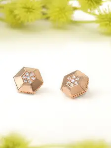 Zaveri Pearls Rose Gold Contemporary Studs Earrings