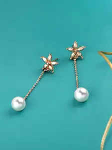 Zaveri Pearls Rose Gold Star Shaped Drop Earrings
