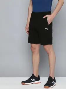 Puma Men Black Regular Fit Zippered Knitted Sports Shorts