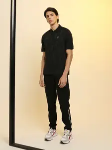 PUMA Motorsport Men Black Ferrari Style Jacquared Polo Collar Slim Fit Pure Cotton Motorsports T-shirt