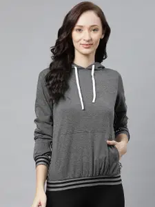 Hubberholme Women Charcoal Grey Hooded Sweatshirt