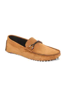MONKS & KNIGHTS Men Tan Leather Driving Shoes