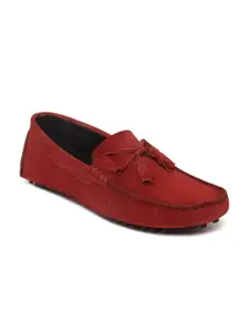 MONKS & KNIGHTS Men Red Leather Driving Shoes
