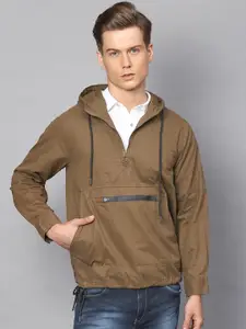 Campus Sutra Men Olive Green Windcheater Biker Jacket