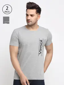 VIMAL JONNEY Men Grey Pack Of 2 Printed T-shirts