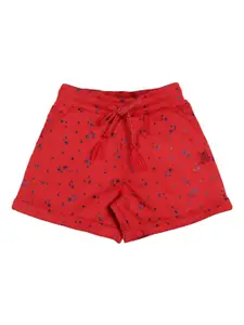 PLUM TREE Girls Red Printed Mid-Rise Regular Shorts
