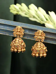 Priyaasi Gold-Toned & Gold Plated Contemporary Jhumkas Earrings