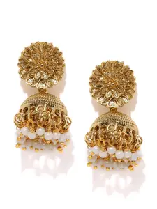 Zaveri Pearls Gold-Plated Embellished Jhumka Earrings