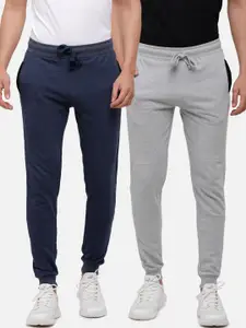 MADSTO Men Pack Of 2 Solid Slim-Fit Cotton Joggers