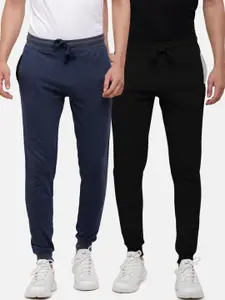MADSTO Men Pack Of 2 Solid Slim-Fit Cotton Joggers