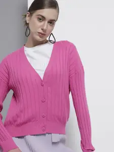 Tommy Hilfiger Tommy Hilfiger Women Pink Striped Cardigan Sweater