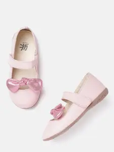 YK Girls Pink Ballerinas Flats with Bow Detail