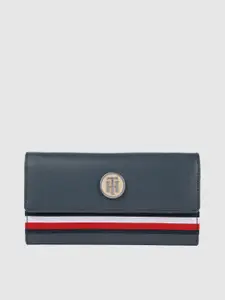 Tommy Hilfiger Women Blue Solid Leather Two Fold Wallet