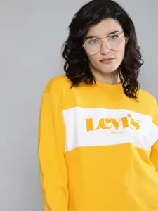 Levis Women Yellow & White Printed Sweatshirt
