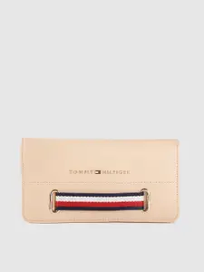 Tommy Hilfiger Women Peach-Coloured Leather Two Fold Wallet