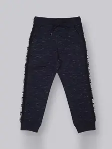 PLUM TREE Boys Navy Blue & White Printed Pure Cotton Straight-Fit Joggers