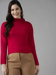 Cayman Women Red Woollen Solid Pullover