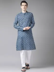 See Designs Men Blue Pure Cotton Printed Regular Kurta with Trousers