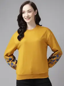 Cayman Women Mustard Yellow Solid Sweatshirt