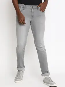 Wrangler Men Grey Slim Fit Low-Rise Heavy Fade Jeans