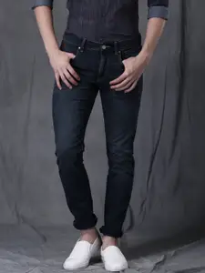 WROGN Men Blue Slim Fit Mid-Rise Clean Look Jeans