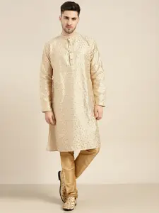 SOJANYA Men Beige Floral Kurta