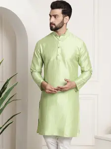 SOJANYA Men Green & Golden Striped Straight Kurta