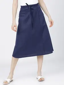 Tokyo Talkies Women Blue Solid A-Line Midi Skirt